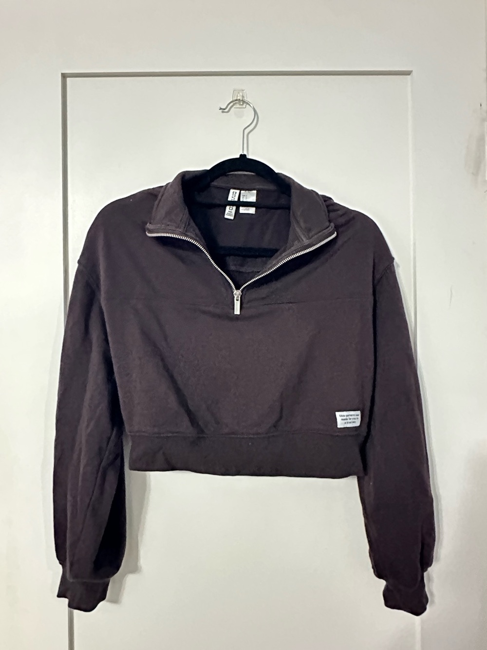 Cropped Quarter-Zip Pullover - Dark chocolate Brown